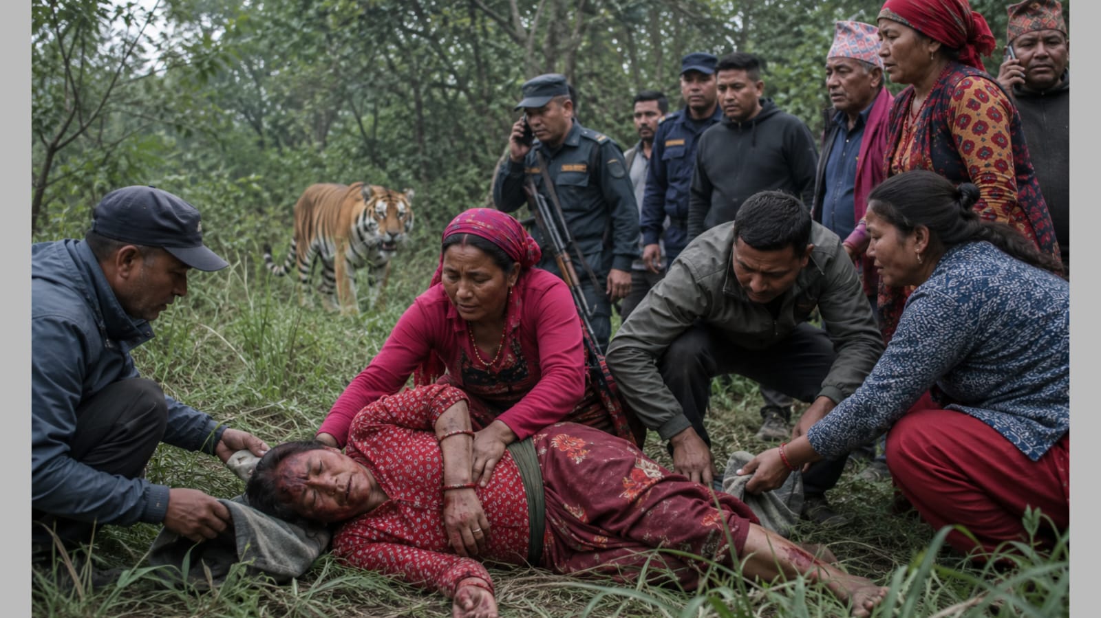 निकुञ्ज क्षेत्रमा घाँस काट्न गएकी महिलामाथि बाघको आक्रमण, अवस्था गम्भीर