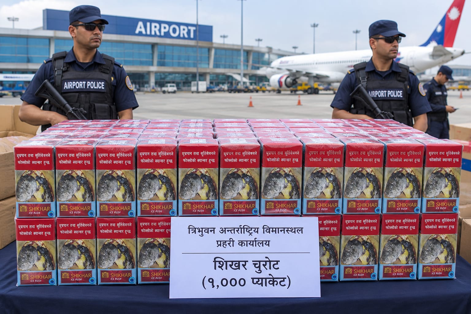 अस्ट्रेलिया पठाउन लागिएको १ हजार प्याकेट चुरोट विमानस्थल प्रहरीको नियन्त्रणमा