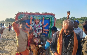 बाँकेमा र बर्दियामा सुरक्षा व्यवस्था कडा, सौहार्दपूर्ण वातावरणमा दुर्गा मूर्ति विसर्जन