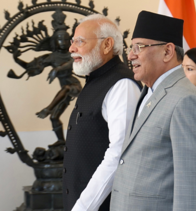 प्रधानमन्त्री ‘प्रचण्ड’ र समकक्षी नरेन्द्र मोदीद्वारा नेपालगन्जको एकीकृत जाँचचौकीको उद्घाटन