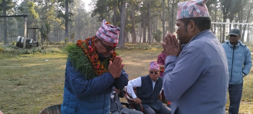 नारायण प्रसाद गौडेलको राप्तीसोनारीमा घरदैलो: 'जंगली जनावरबाट पीडित हुन दिन्न'