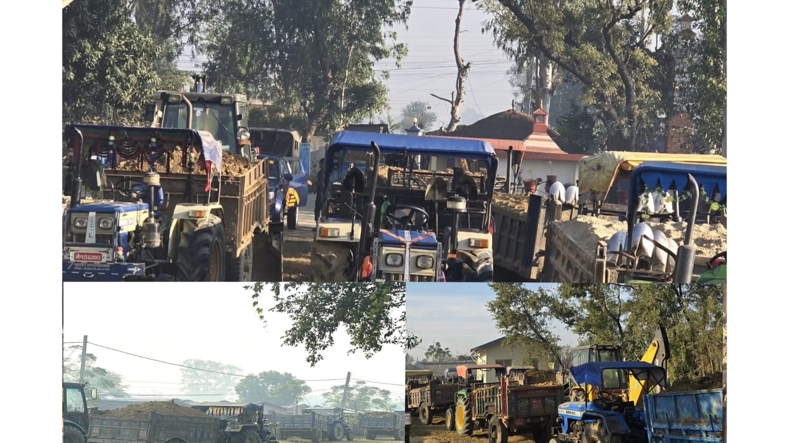 खजुरामा अवैध उत्खनन् गर्ने जेसीबी-टिपरसहित १३  सवारीसाधन धनौली प्रहरीको नियन्त्रणमा