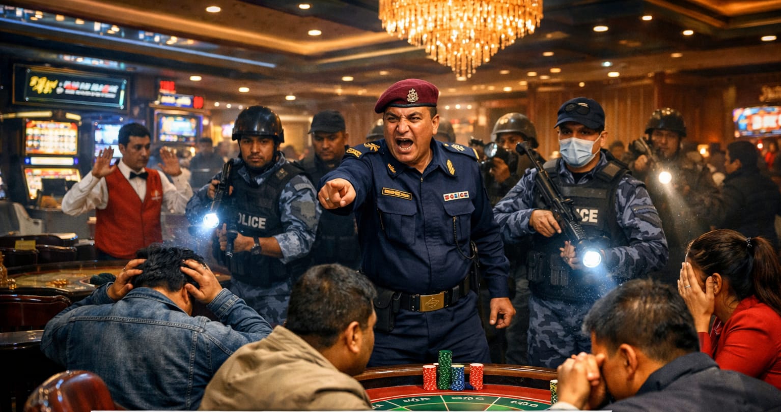 प्रहरीले हान्यो दुई वटा क्यासिनोमा छापा: महाप्रवन्धकसहित २० जना नेपाली पक्राउ